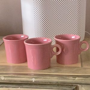 Pink Fiesta ware coffee cup, set of 3